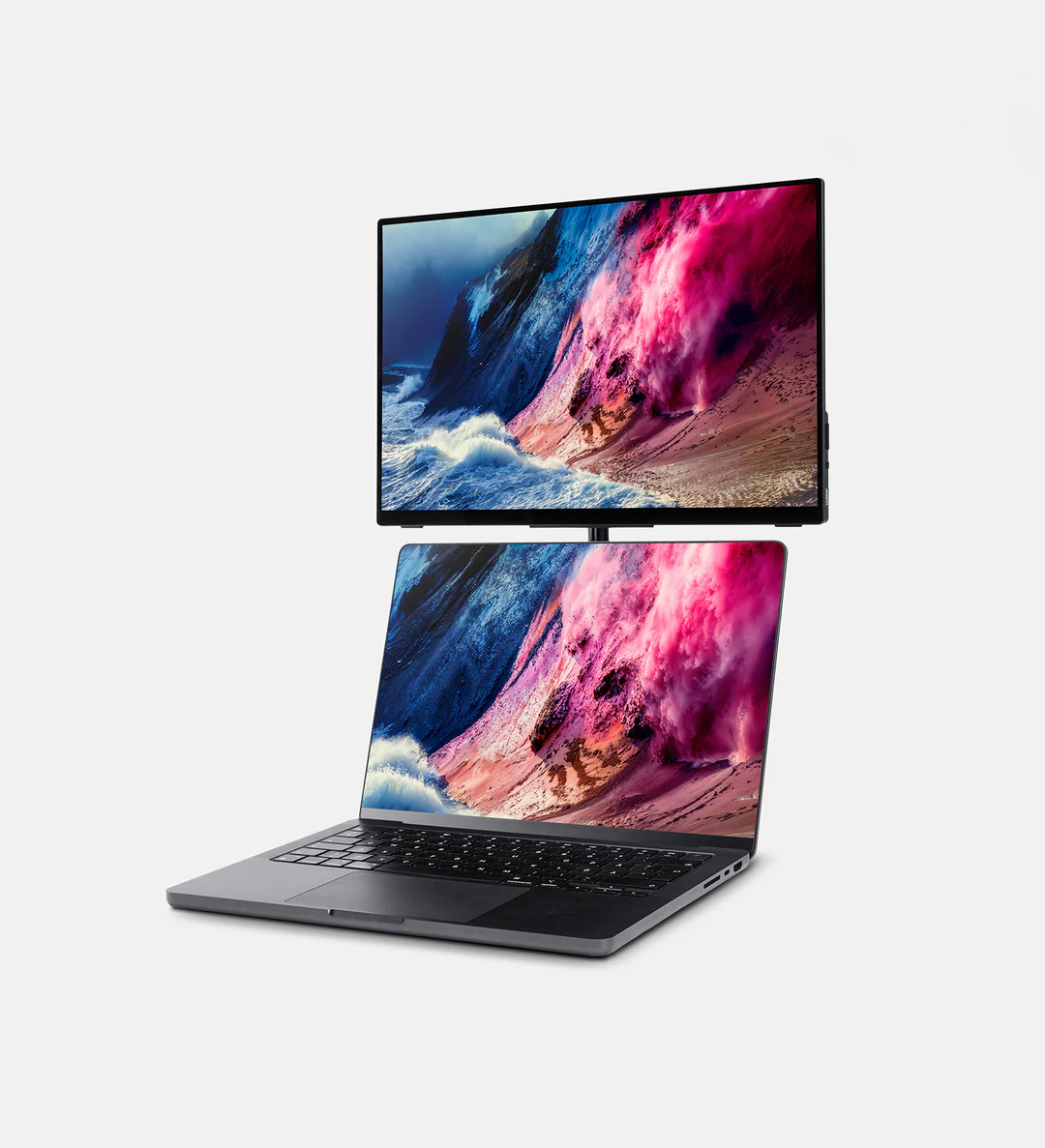 Mode empilé au-dessus du laptop